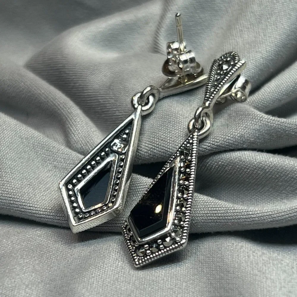 **SOLD***Sterling Silver Drop Kite Earrings Dangle Earrings for Women 925 Silver - Picture 2 of 10